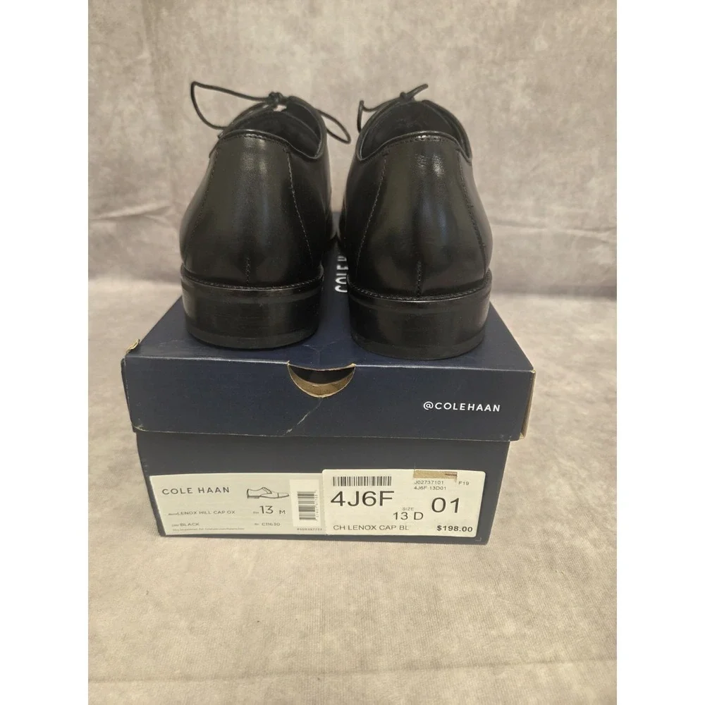 Cole Haan Mens Blk Dress Shie SZ 13D Lenox Cap/Retail: $198